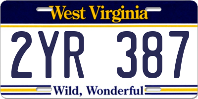 WV license plate 2YR387