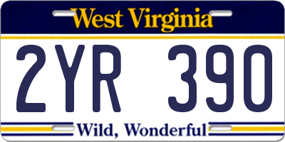 WV license plate 2YR390