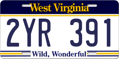 WV license plate 2YR391