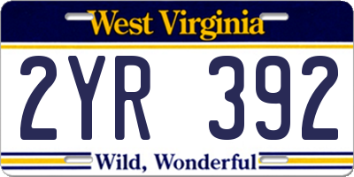 WV license plate 2YR392