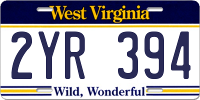 WV license plate 2YR394