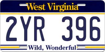 WV license plate 2YR396