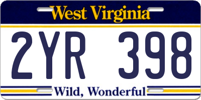 WV license plate 2YR398