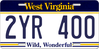 WV license plate 2YR400