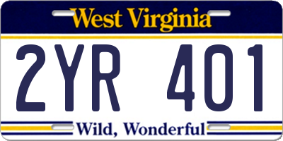WV license plate 2YR401