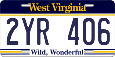 WV license plate 2YR406