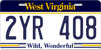 WV license plate 2YR408
