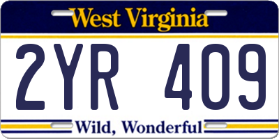 WV license plate 2YR409