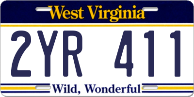 WV license plate 2YR411