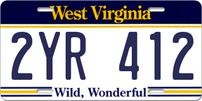 WV license plate 2YR412