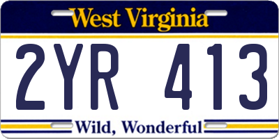 WV license plate 2YR413