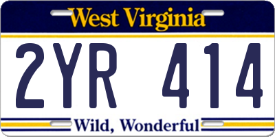 WV license plate 2YR414