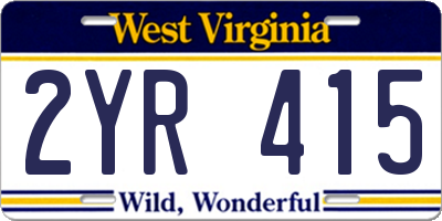WV license plate 2YR415