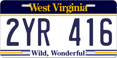 WV license plate 2YR416