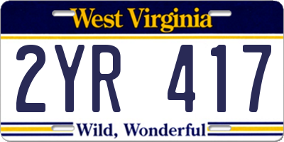 WV license plate 2YR417