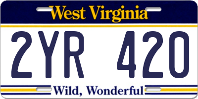 WV license plate 2YR420