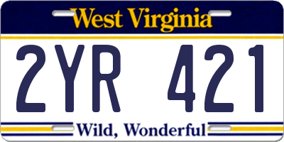 WV license plate 2YR421