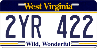 WV license plate 2YR422