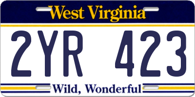 WV license plate 2YR423