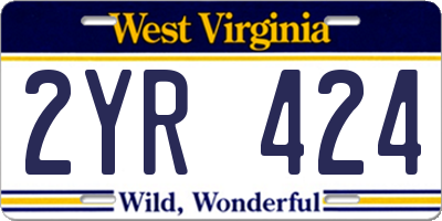 WV license plate 2YR424