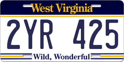 WV license plate 2YR425