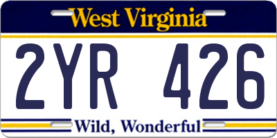 WV license plate 2YR426