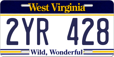 WV license plate 2YR428