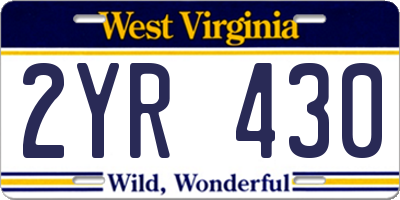 WV license plate 2YR430
