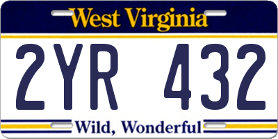 WV license plate 2YR432