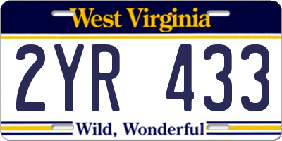 WV license plate 2YR433