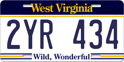 WV license plate 2YR434