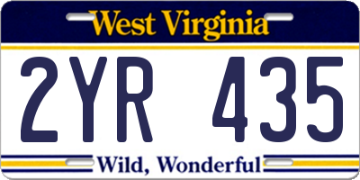 WV license plate 2YR435