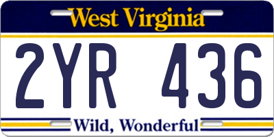 WV license plate 2YR436