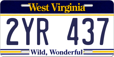 WV license plate 2YR437