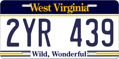 WV license plate 2YR439