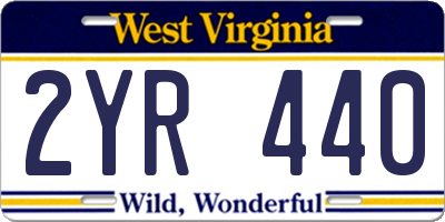 WV license plate 2YR440