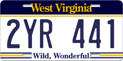 WV license plate 2YR441
