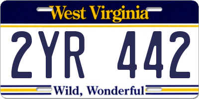 WV license plate 2YR442