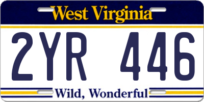 WV license plate 2YR446