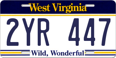 WV license plate 2YR447
