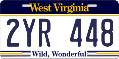 WV license plate 2YR448