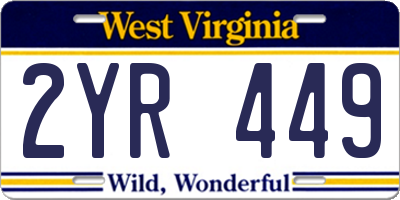 WV license plate 2YR449