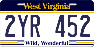 WV license plate 2YR452