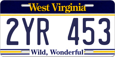WV license plate 2YR453