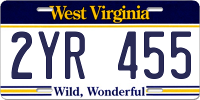 WV license plate 2YR455