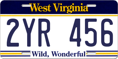 WV license plate 2YR456