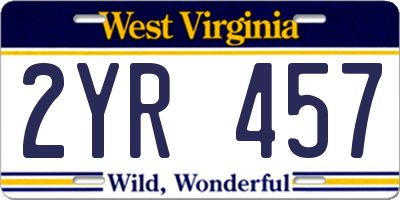 WV license plate 2YR457