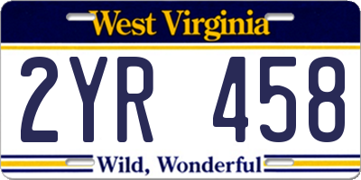 WV license plate 2YR458