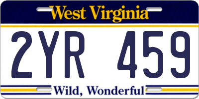 WV license plate 2YR459