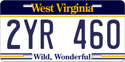WV license plate 2YR460